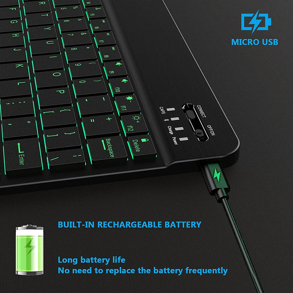 Wireless Keyboard RGB Bluetooth Keyboard Wireless Russian Keyboards Rechargeable Multi Backlit for IOS Android Windows for Ipad