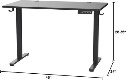 Height Adjustable Electric Standing Desk, 48 X 24 Inches Sit Stand up Desk, Memory Computer Home Office Desk with Two-Piece Desktop (Black)