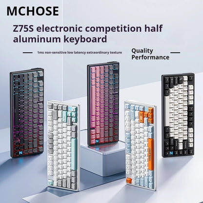 Mchose Z75S Mechanical Keyboard Wireless Tri-Mode Hot Swap Gasket Aluminum Alloy RGB PBT PC Esports Laptop Gaming Keyboards