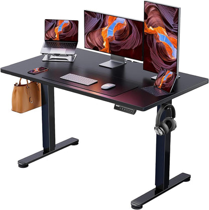 Height Adjustable Electric Standing Desk, 48 X 24 Inches Sit Stand up Desk, Memory Computer Home Office Desk with Two-Piece Desktop (Black)