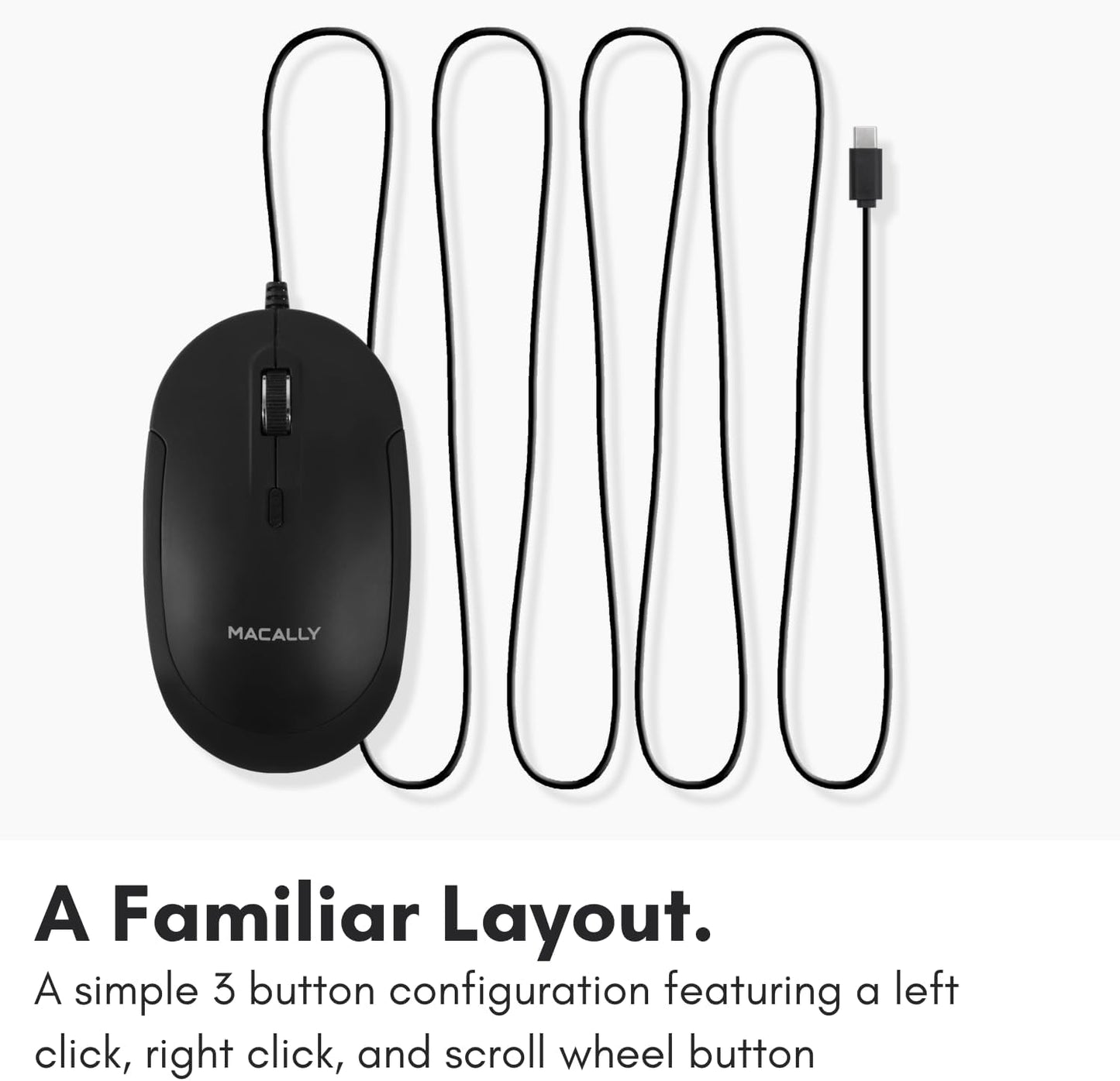 Wired USB C Mouse for Mac and PC - Slim, Quiet, and Reliable - 4 DPI Mode Type C for Laptop, Macbook Pro/Air, Imac - Wired Mice USBC