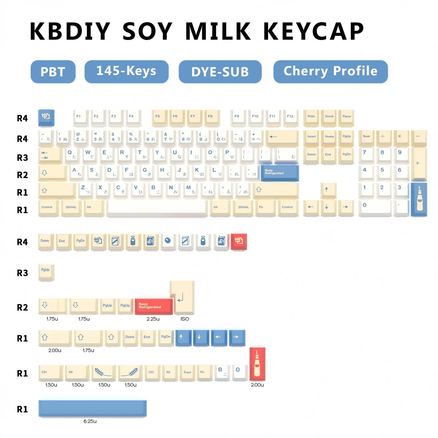 145 Keys Cherry Profile GMK Soymilk Keycaps PBT Retro Keycap Custom for Game Mechanical Keyboards MX DIY Sublimation