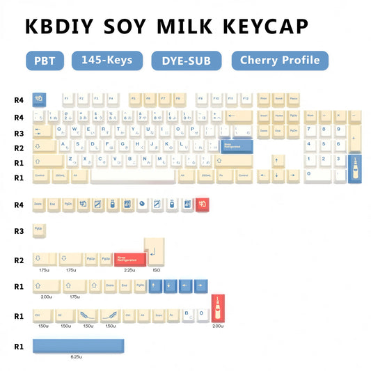 145 Keys Cherry Profile GMK Soymilk Keycaps PBT Retro Keycap Custom for Game Mechanical Keyboards MX DIY Sublimation