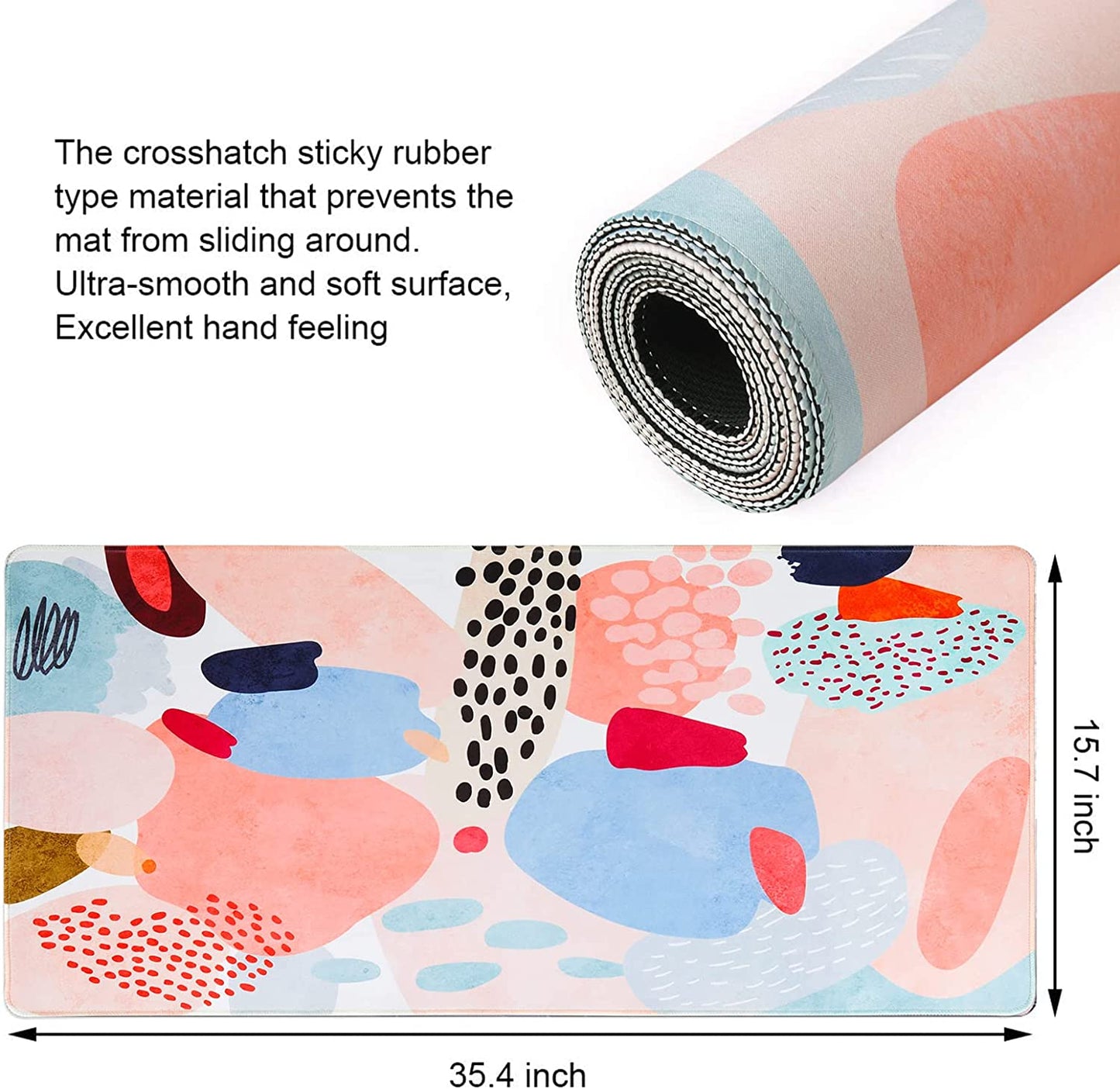 Desk Mat, Extended Gaming Mouse Pad Large 35.4" X 15.7" XXL Laptop Mousepad with Stitched Edges Non Slip Base, Water-Resistant Computer Desk Pad for Office and Home（Multi-Color）