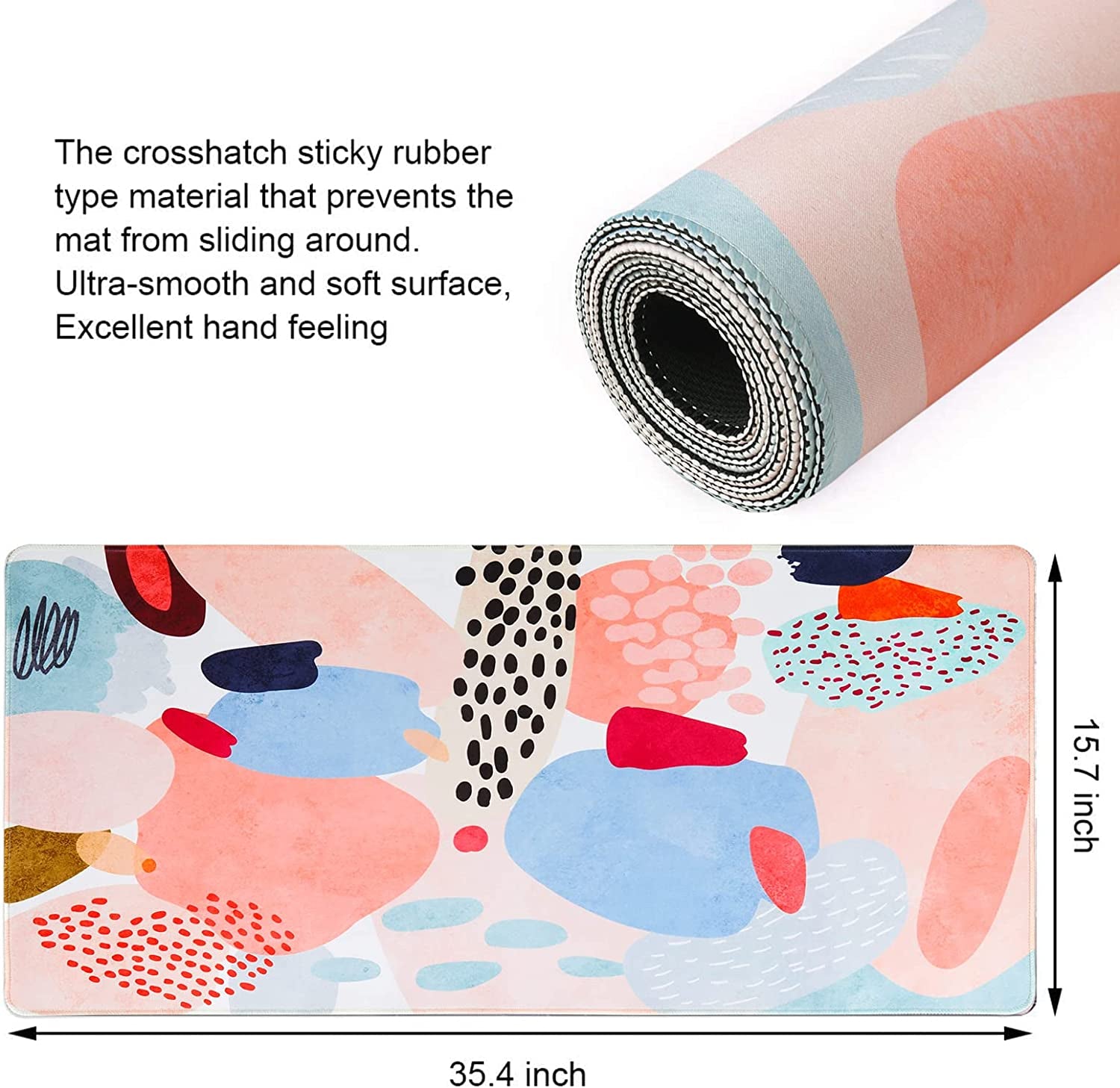 Desk Mat, Extended Gaming Mouse Pad Large 35.4" X 15.7" XXL Laptop Mousepad with Stitched Edges Non Slip Base, Water-Resistant Computer Desk Pad for Office and Home（Multi-Color）