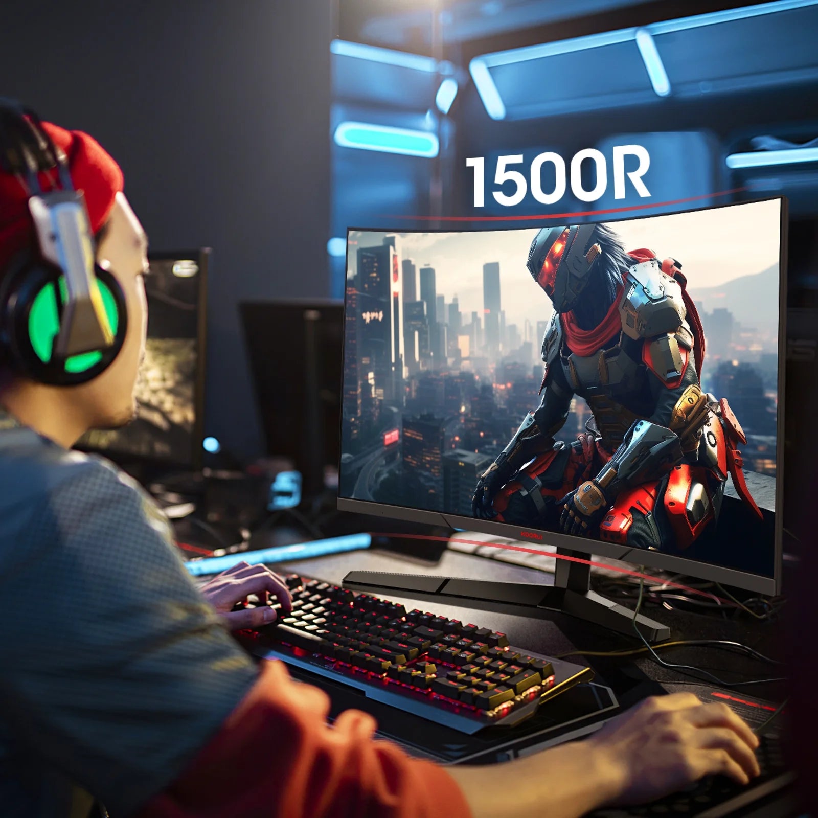 27 Inch Curved Gaming Monitor, 180Hz FHD Computer Monitors, 100% Srgb, Adaptive-Sync, 27E6CA