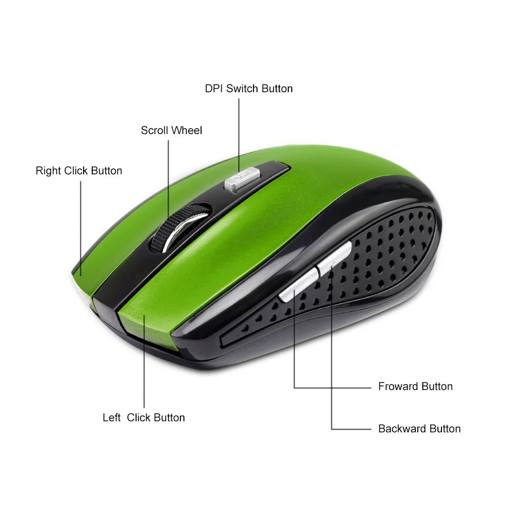 Wireless Gaming Mouse Adjustable DPI 2.4G 6 Buttons Optical Mouse for Laptop Notebook PC