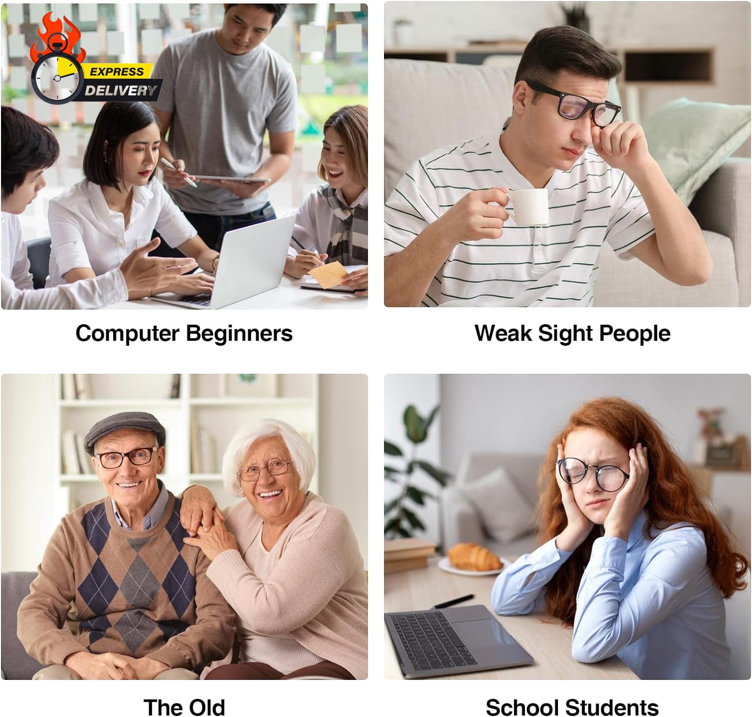 Large Print Backlit Keyboard, Wired USB Lighted Computer Keyboards with 7-Color