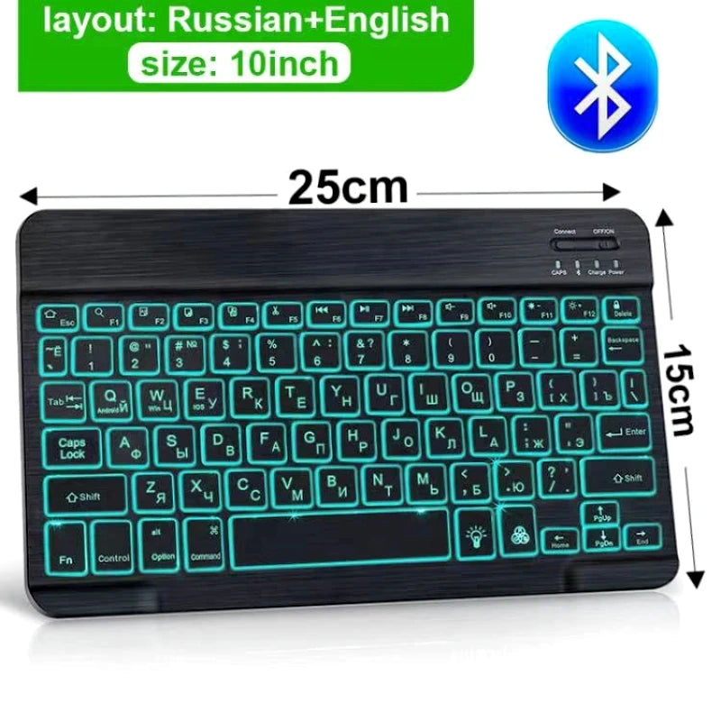 Wireless Keyboard RGB Bluetooth Keyboard Wireless Russian Keyboards Rechargeable Multi Backlit for IOS Android Windows for Ipad