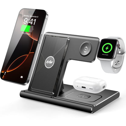 3 in 1 Wireless Charging Sation for Multiple Devices 15W Fast Charging Stand