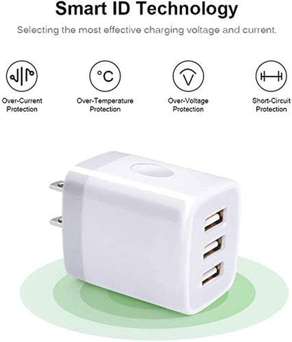 USB Charging Plug, Wall Charger Adapter,  3Pack Universal Travel 3.1A 3Muti Port Fast Charging Block Compatible with Iphone 16 15 14 13 12 SE 11Pro,Samsung Galaxy S24 S23 S22 S21 Ultra, Google