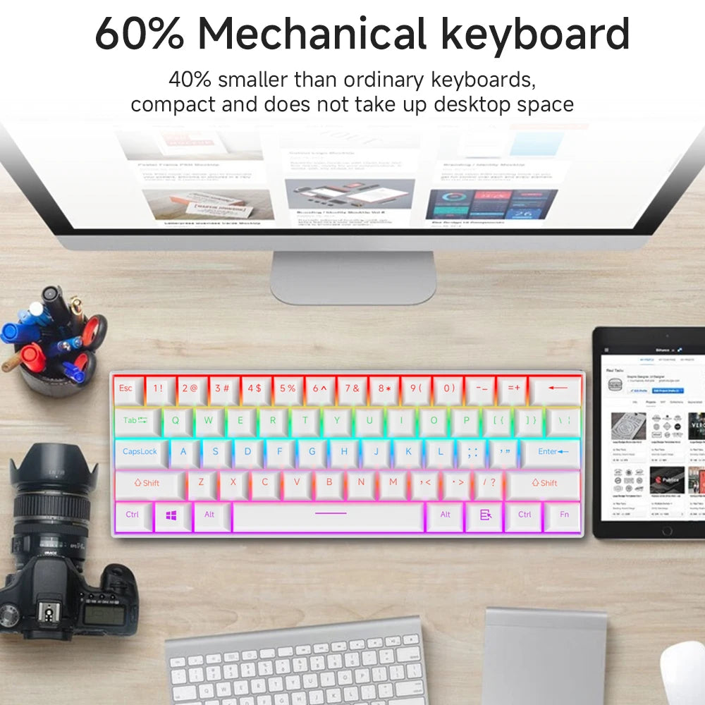 Mechanical Keyboard 61 Keys Blue Switch Red Switch Brown Switch Hot Swap Keyboard Office Accessories Gaming Keyboard