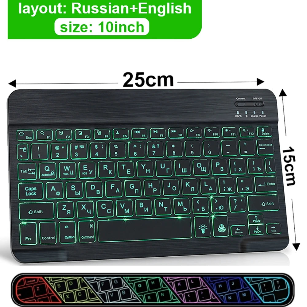 Wireless Keyboard RGB Bluetooth Keyboard Wireless Russian Keyboards Rechargeable Multi Backlit for IOS Android Windows for Ipad