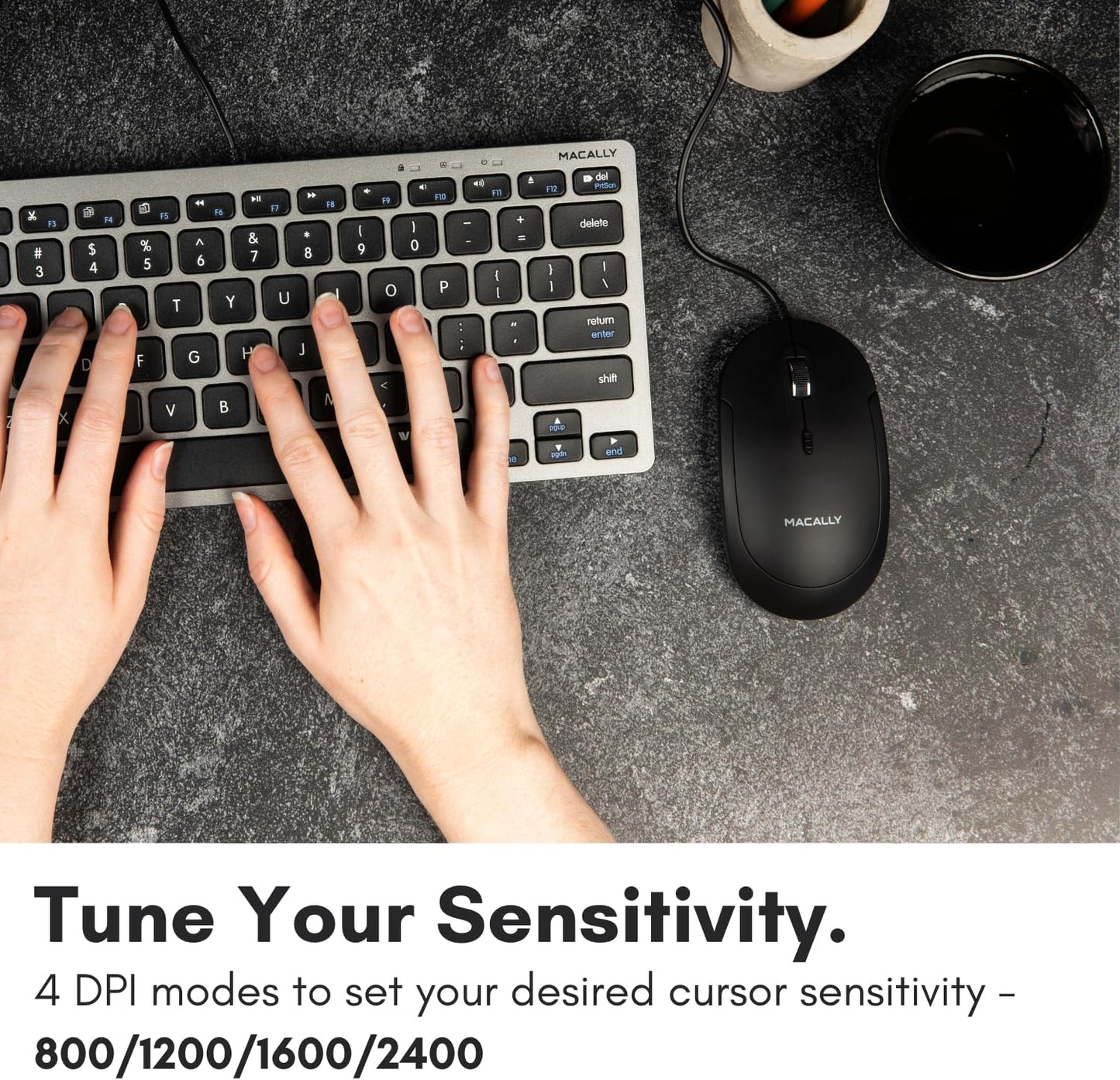 Wired USB C Mouse for Mac and PC - Slim, Quiet, and Reliable - 4 DPI Mode Type C for Laptop, Macbook Pro/Air, Imac - Wired Mice USBC