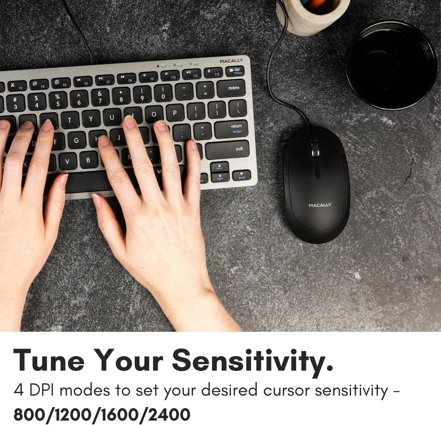 Wired USB C Mouse for Mac and PC - Slim, Quiet, and Reliable - 4 DPI Mode Type C for Laptop, Macbook Pro/Air, Imac - Wired Mice USBC