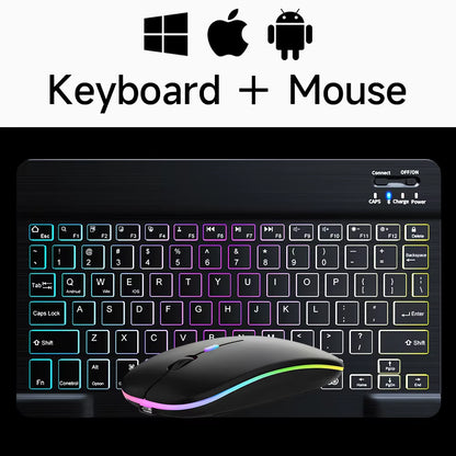 Wireless Bluetooth Backlit Keyboards RGB Colorful Gradient Luminous Mini Keyboard and Mouse Set for Apple Samsung Tablet