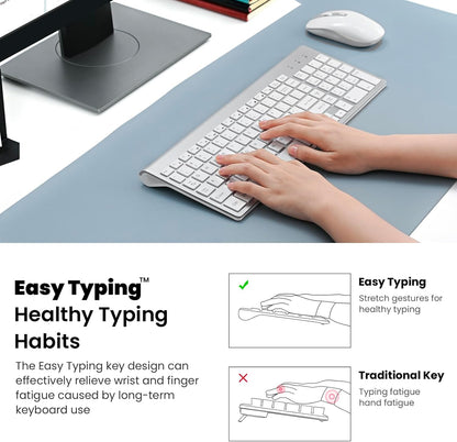 Easytyping KF10 Wireless Keyboard and Mouse Combo, [Silent Scissor Switch Keys][Labor-Saving Keys] Ultra Slim Wireless Computer Keyboard and Mouse, Easy Setup for Pc/Laptop/Windows - Silver