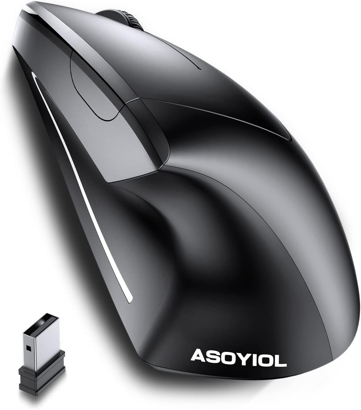 Ergonomic Mouse Wireless,Vertical Mouse Ergo with USB Receiver 6 Buttons 800/1200/1600 Adjustable DPI Computer Mice for Laptop Pc(Right Hand,Black)