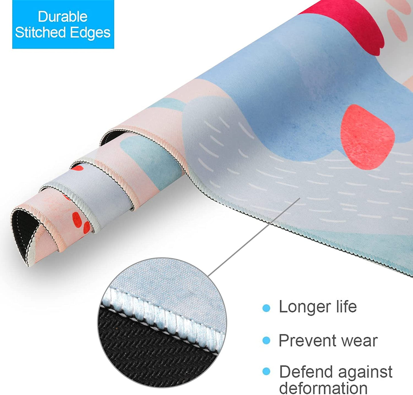 Desk Mat, Extended Gaming Mouse Pad Large 35.4" X 15.7" XXL Laptop Mousepad with Stitched Edges Non Slip Base, Water-Resistant Computer Desk Pad for Office and Home（Multi-Color）