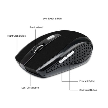Wireless Gaming Mouse Adjustable DPI 2.4G 6 Buttons Optical Mouse for Laptop Notebook PC