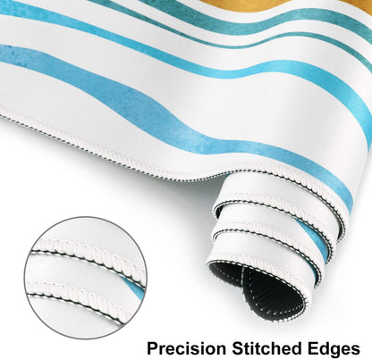 Large Gaming Mouse Pad, Non-Slip Rubber Base Water-Resistant Mousepad Desk Mat for Computer Keyboard, 35.4" X 15.75" Extended Desk Pad with Stitched Edges for Office Gaming, Golden Sun & Sea