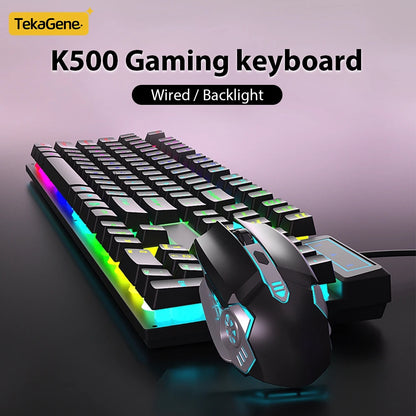 K500 Wired Keyboard Mouse Office Gaming Keyboard for Windows and IOS Computer Laptop 104 Keys Mechanical Feel Membrane Keyboards
