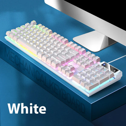 K500 Wired Keyboard Mouse Office Gaming Keyboard for Windows and IOS Computer Laptop 104 Keys Mechanical Feel Membrane Keyboards