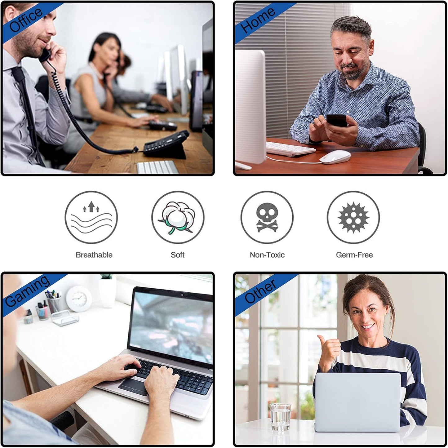 Extended Gaming Mouse Pad XXL  Large Keyboard Mat Long Mousepad Desk Decor Writing Pad Non Slip Rubber Base Stitched Edges for Work, Game, Office, Home, 35.1" X 15.7", Blue Marble