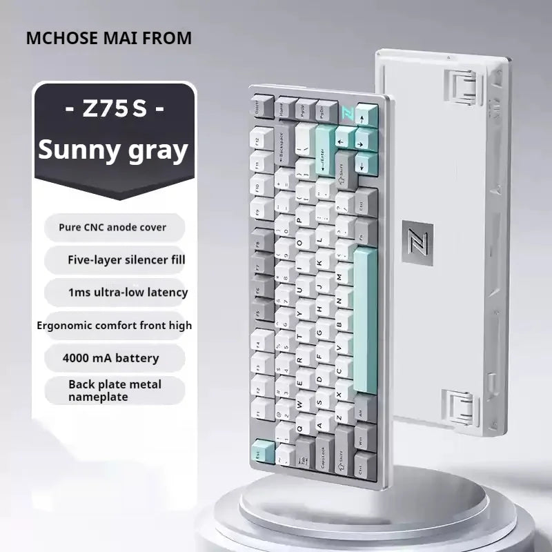 Mchose Z75S Mechanical Keyboard Wireless Tri-Mode Hot Swap Gasket Aluminum Alloy RGB PBT PC Esports Laptop Gaming Keyboards