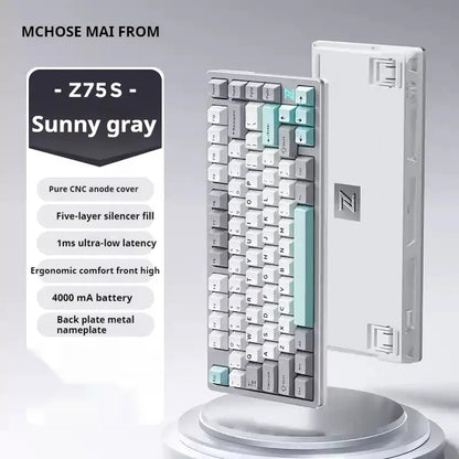 Mchose Z75S Mechanical Keyboard Wireless Tri-Mode Hot Swap Gasket Aluminum Alloy RGB PBT PC Esports Laptop Gaming Keyboards