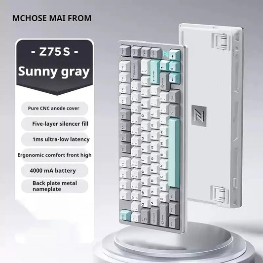 Mchose Z75S Mechanical Keyboard Wireless Tri-Mode Hot Swap Gasket Aluminum Alloy RGB PBT PC Esports Laptop Gaming Keyboards