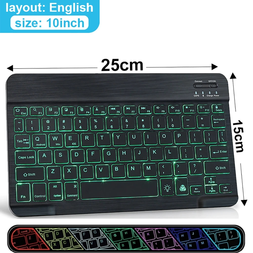 Wireless Keyboard RGB Bluetooth Keyboard Wireless Russian Keyboards Rechargeable Multi Backlit for IOS Android Windows for Ipad