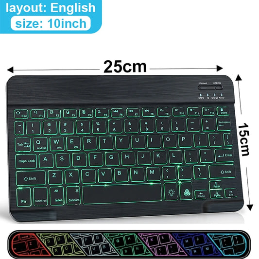 Wireless Keyboard RGB Bluetooth Keyboard Wireless Russian Keyboards Rechargeable Multi Backlit for IOS Android Windows for Ipad