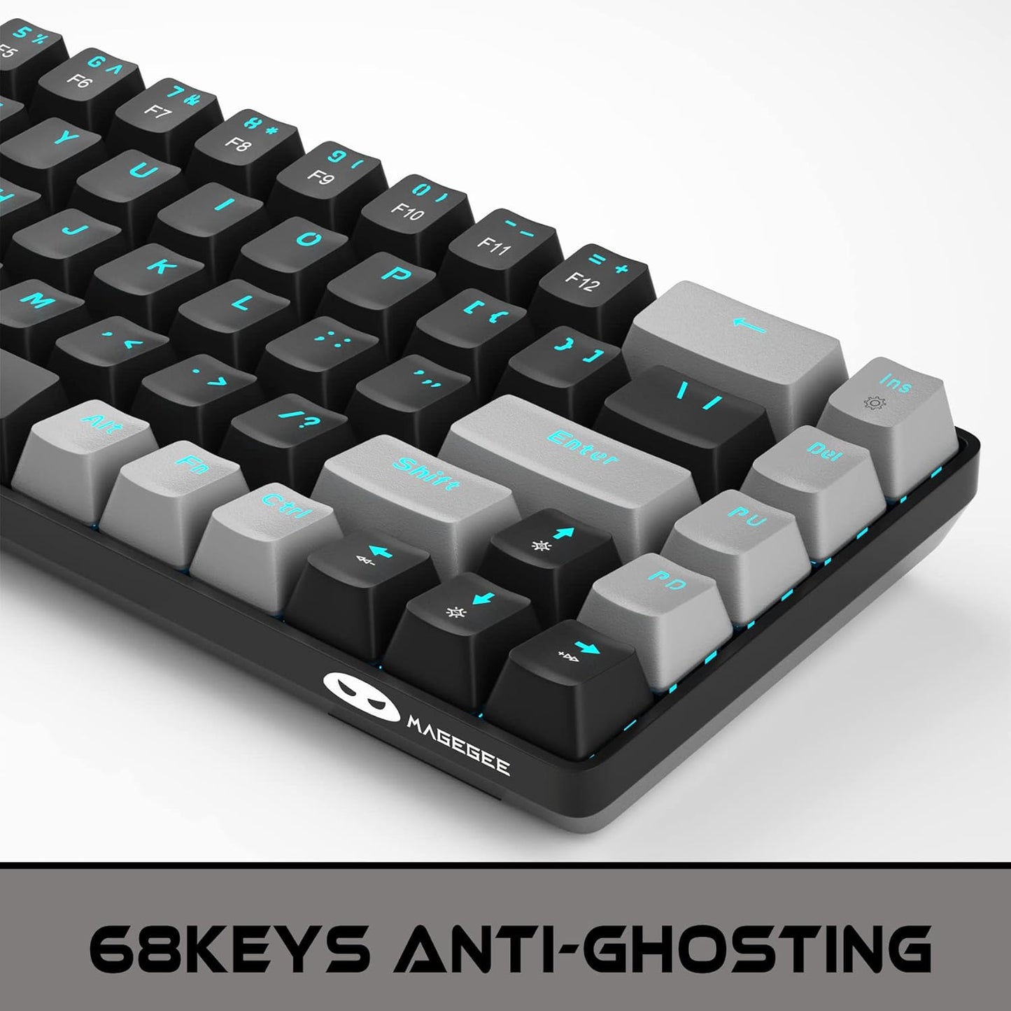 Percent 60 Gaming Mechanical Keyboard,Compact 68 Keys Anti-Ghosting with Blue Switch with Detachable Type-C Keyboard for PC Gamer Windows Laptop Mac/Xbox(Red Switch, Gray & Black)