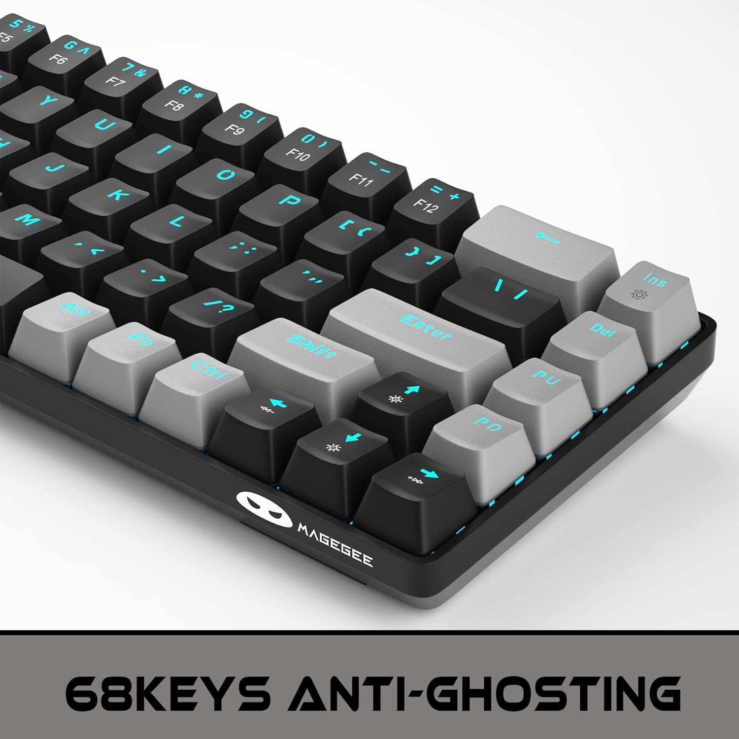 Percent 60 Gaming Mechanical Keyboard,Compact 68 Keys Anti-Ghosting with Blue Switch with Detachable Type-C Keyboard for PC Gamer Windows Laptop Mac/Xbox(Red Switch, Gray & Black)