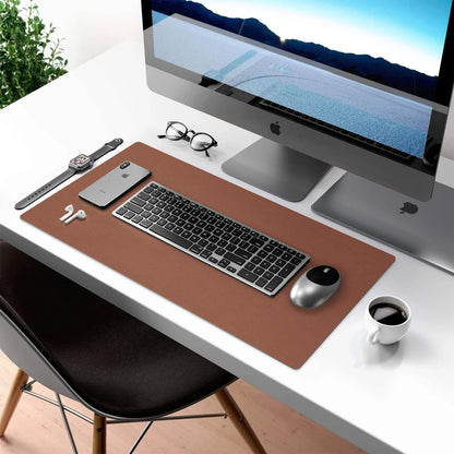 Double-Sided PU Leather Desk Pad - Non-Slip Large Mouse Pad & Desk Mat for Office, Home - Waterproof, Easy to Clean, Durable Dual-Sided Surface(Brown, 23.6" X 13.7")