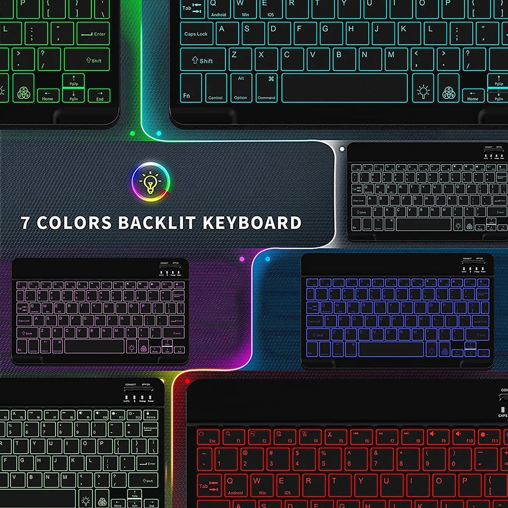 Wireless Keyboard RGB Bluetooth Keyboard Wireless Russian Keyboards Rechargeable Multi Backlit for IOS Android Windows for Ipad