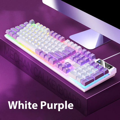 K500 Wired Keyboard Mouse Office Gaming Keyboard for Windows and IOS Computer Laptop 104 Keys Mechanical Feel Membrane Keyboards