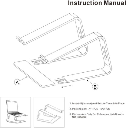 Ergonomic Aluminum Laptop Mount | Computer Stand & Holder - Compatible with Macbook, HP, Lenovo, Samsung, Huawei & More (10-17.3" Laptops) - Rose Gold