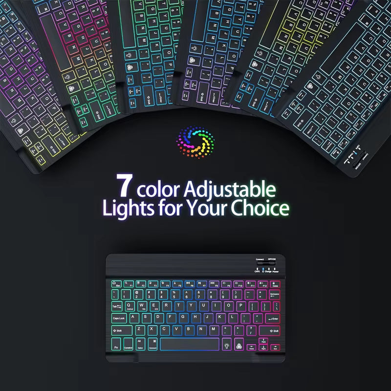 Wireless Bluetooth Backlit Keyboards RGB Colorful Gradient Luminous Mini Keyboard and Mouse Set for Apple Samsung Tablet