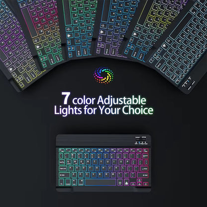 Wireless Bluetooth Backlit Keyboards RGB Colorful Gradient Luminous Mini Keyboard and Mouse Set for Apple Samsung Tablet