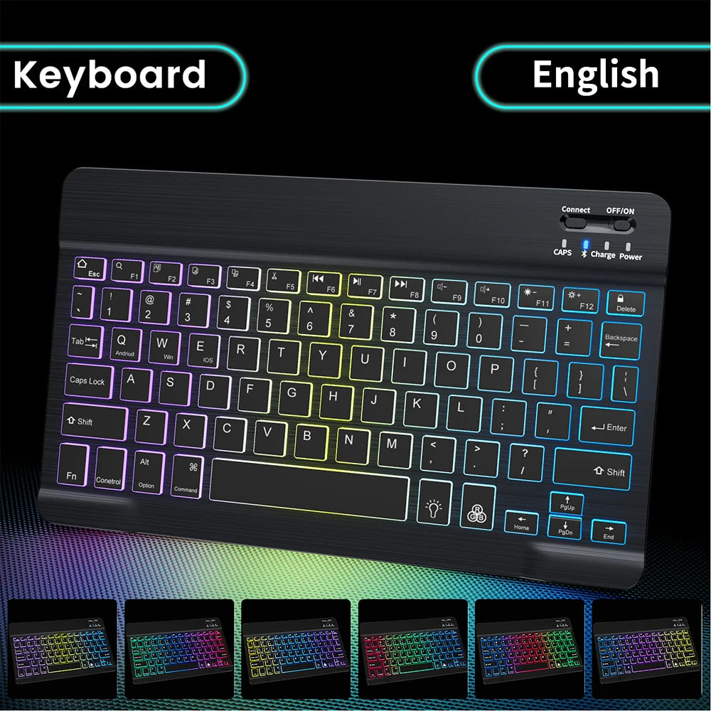 Wireless Keyboard RGB Bluetooth Keyboard Wireless Russian Keyboards Rechargeable Multi Backlit for IOS Android Windows for Ipad