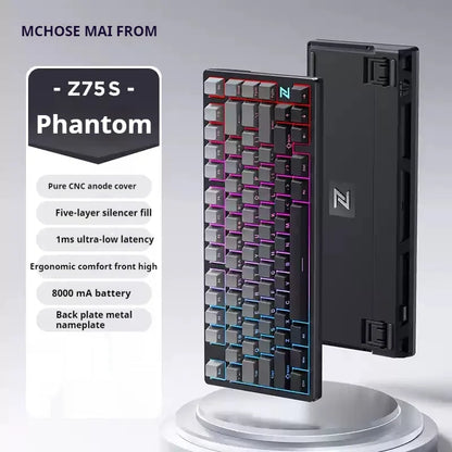 Mchose Z75S Mechanical Keyboard Wireless Tri-Mode Hot Swap Gasket Aluminum Alloy RGB PBT PC Esports Laptop Gaming Keyboards